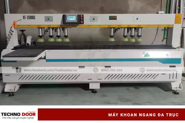 Máy khoan ngang đa trục có vai trò quan trọng trong quá trình gia công các bộ phận của cửa.